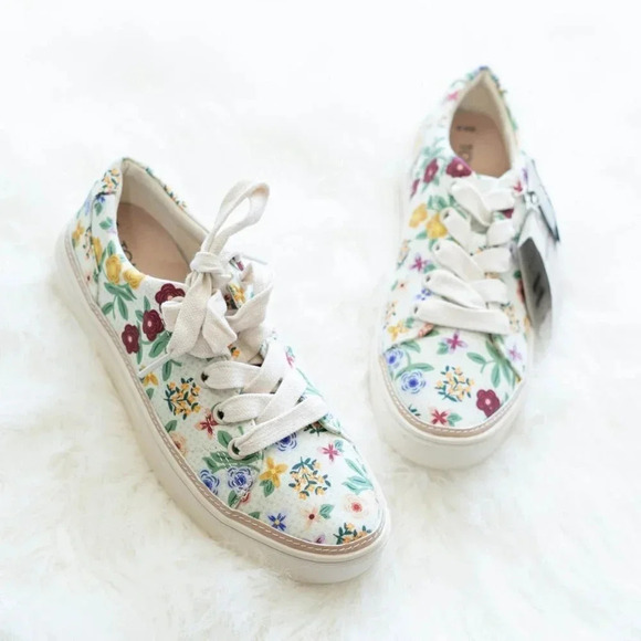 NWT Tom's Alex Sneakers Women's Sz 6.5 Floral Organic Cotton Ortholite Foam - Picture 7 of 10